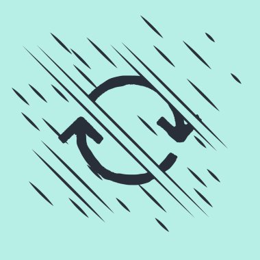 Yeşil arkaplanda Siyah Yenileme simgesi izole edildi. Sembolü yeniden yükle. Döndürme okları daire işareti şeklinde. Arıza tarzı. Vektör İllüstrasyonu