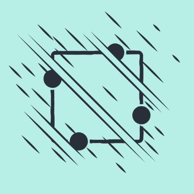 Siyah Elektrik devre şeması simgesi yeşil arkaplanda izole edildi. Devre kartı. Arıza tarzı. Vektör İllüstrasyonu