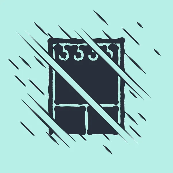Icona Armadio Nero Isolato Sfondo Verde Stile Glitch Illustrazione Vettoriale — Vettoriale Stock