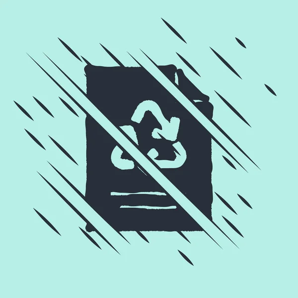 Papier Noir Avec Icône Recyclage Isolé Sur Fond Vert Style — Image vectorielle