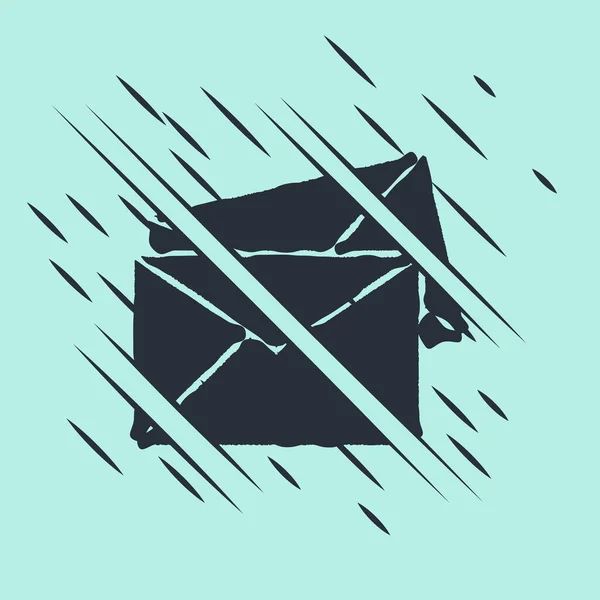 Ícone Envelope Preto Isolado Fundo Verde Símbolo Letra Mensagem Email — Vetor de Stock