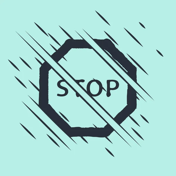 Zwarte Stop Teken Pictogram Geïsoleerd Groene Achtergrond Waarschuwingsstopsymbool Voor Verkeersregels — Stockvector