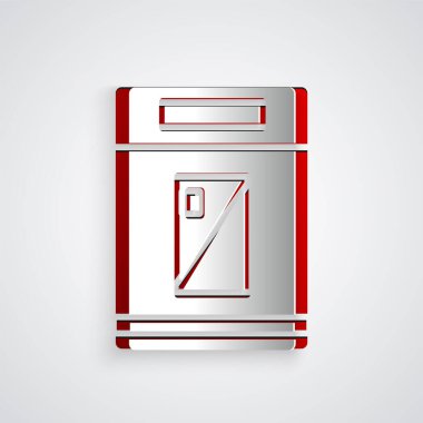 Kağıt kesiği sigara kutusu simgesi gri arkaplanda izole edilmiş. Sigara paketleri. Kağıt sanatı tarzı. Vektör İllüstrasyonu