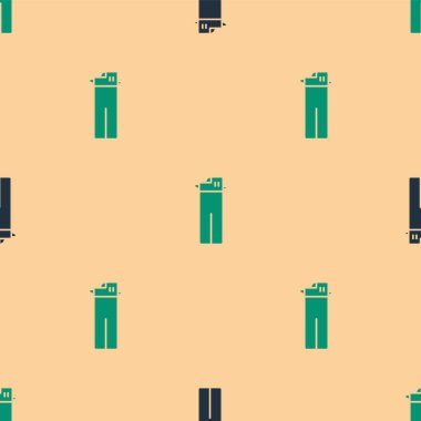 Yeşil ve siyah Aydınlık simgesi, bej arkaplandaki kusursuz deseni izole etti. Vektör İllüstrasyonu