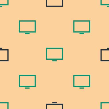 Masa simgesindeki yeşil ve siyah çerçeve bej arkaplandaki kusursuz deseni izole etti. Vektör İllüstrasyonu