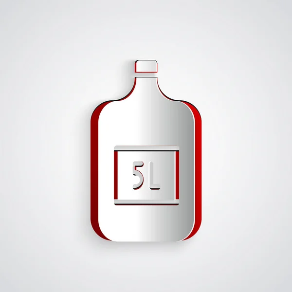 Corte Papel Botella Grande Con Icono Agua Limpia Aislada Sobre — Vector de stock