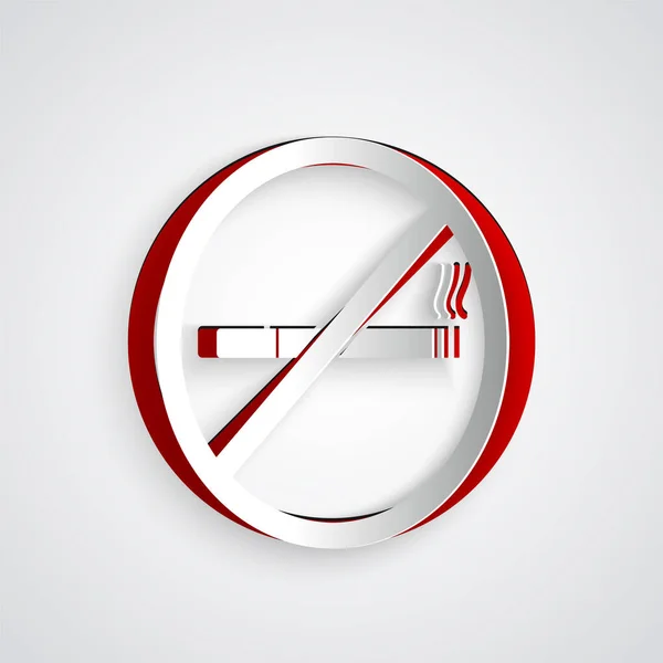 Pappersklipp Rökning Ikon Isolerad Grå Bakgrund Cigarettsymbol Papperskonst Vektor Illustration — Stock vektor