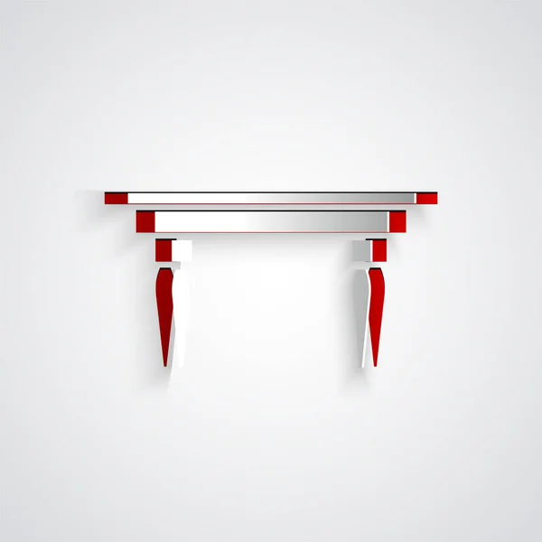 Papier Découpé Icône Table Bois Isolé Sur Fond Gris Style — Image vectorielle