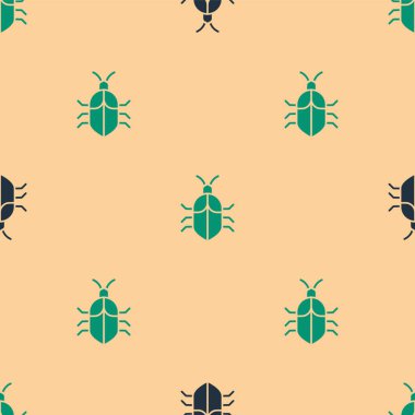 Yeşil ve siyah sistem hata konsepti simgesi bej arka planda izole edilmiş pürüzsüz desen. Kod hatası konsepti. Sistemde hata var. Böcek araması. Vektör İllüstrasyonu