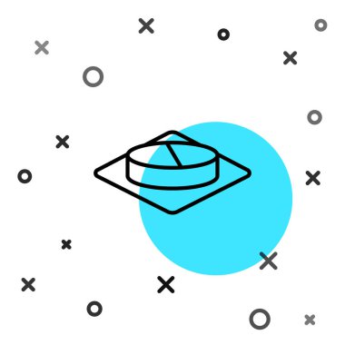 Siyah çizgi ilaç hapı ya da beyaz arkaplanda izole edilmiş tablet ikonu. Kapsül hapı ve uyuşturucu işareti. Eczane tasarımı. Rastgele dinamik şekiller. Vektör İllüstrasyonu