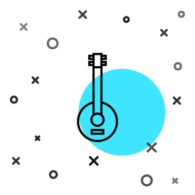 Banjo simgesi beyaz arkaplanda izole edildi. Müzik aleti. Rastgele dinamik şekiller. Vektör İllüstrasyonu