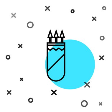 Beyaz arkaplanda siyah çizgi titreşimli ok simgesi var. Rastgele dinamik şekiller. Vektör İllüstrasyonu