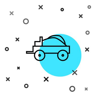 Siyah çizgi Vahşi Batı beyaz arka planda izole edilmiş araba ikonu. Rastgele dinamik şekiller. Vektör İllüstrasyonu