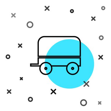 Siyah çizgi Vahşi Batı beyaz arka planda izole edilmiş araba ikonu. Rastgele dinamik şekiller. Vektör İllüstrasyonu