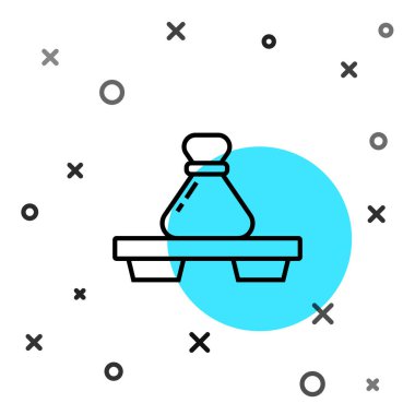 Kesme tahtası simgesindeki siyah çizgi Dumpling beyaz arkaplanda izole edilmiş. Geleneksel Çin yemeği. Rastgele dinamik şekiller. Vektör İllüstrasyonu