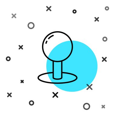 Siyah çizgi itme simgesi beyaz arkaplanda izole edildi. Raptiye işareti. Rastgele dinamik şekiller. Vektör İllüstrasyonu