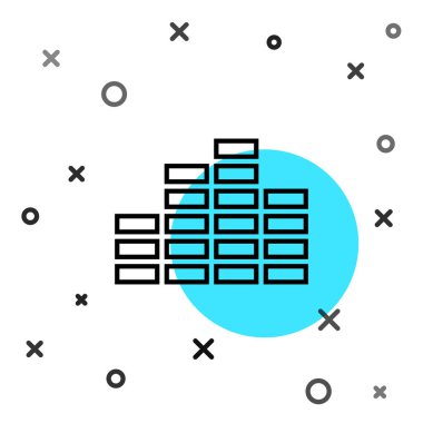 Siyah çizgi müzik eşitleyici simgesi beyaz arkaplanda izole edildi. Ses dalgası. Ses dijital dengeleyici teknolojisi, konsol paneli, nabız müzikali. Rastgele dinamik şekiller. Vektör İllüstrasyonu
