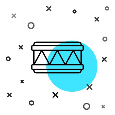 Siyah çizgi Drum simgesi beyaz arkaplanda izole edildi. Müzik işareti. Müzik aleti sembolü. Rastgele dinamik şekiller. Vektör İllüstrasyonu