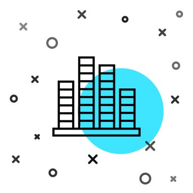 Siyah çizgi müzik eşitleyici simgesi beyaz arkaplanda izole edildi. Ses dalgası. Ses dijital dengeleyici teknolojisi, konsol paneli, nabız müzikali. Rastgele dinamik şekiller. Vektör İllüstrasyonu