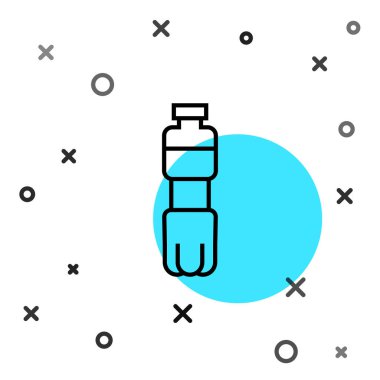 Beyaz arka planda izole edilmiş siyah çizgi su ikonu. Soda su içme tabelası. Rastgele dinamik şekiller. Vektör İllüstrasyonu