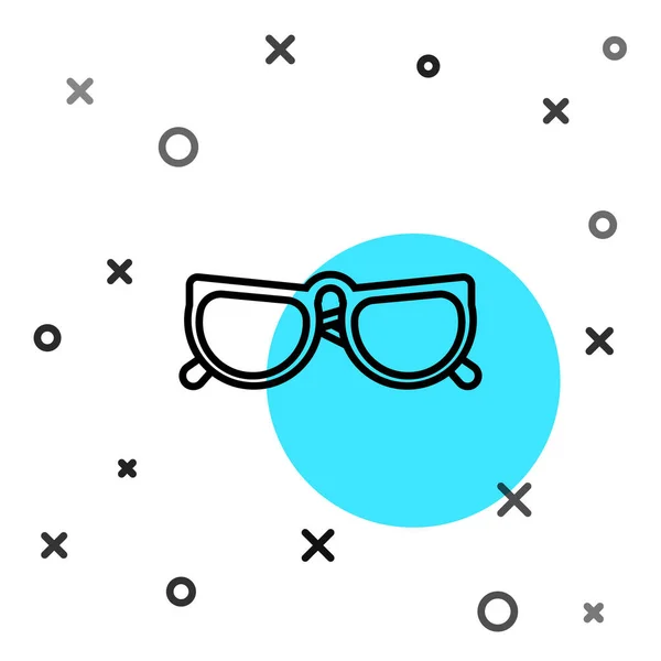 白の背景に隔離された黒い線のメガネのアイコン メガネフレームのシンボル ランダムな動的形状 ベクターイラスト — ストックベクタ