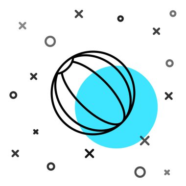 Beyaz arka planda siyah çizgi plaj topu ikonu izole edildi. Rastgele dinamik şekiller. Vektör İllüstrasyonu