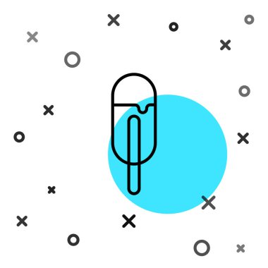 Siyah çizgi dondurma ikonu beyaz arkaplanda izole edilmiş. Güzel sembol. Rastgele dinamik şekiller. Vektör İllüstrasyonu