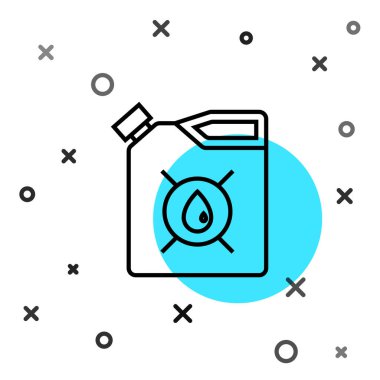 Beyaz arka planda izole edilmiş motor makine yağı ikonu için siyah çizgi kutusu. Benzin bidonu. Yağ değiştirme ve onarım servisi. Motor yağı işareti. Rastgele dinamik şekiller. Vektör İllüstrasyonu