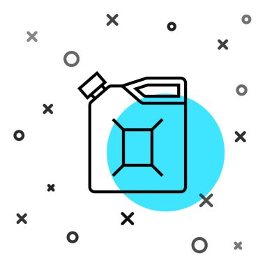 Beyaz arka planda izole edilmiş benzin ikonu için siyah çizgi kutusu. Dizel gaz ikonu. Rastgele dinamik şekiller. Vektör İllüstrasyonu