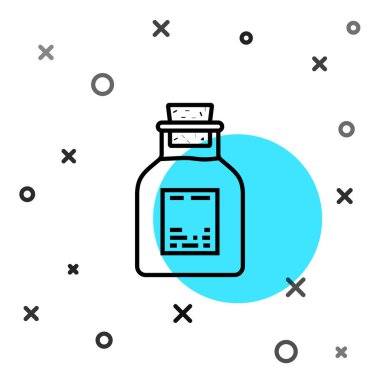 Beyaz arka planda siyah çizgi petrol test tüpü ikonu izole edildi. Rastgele dinamik şekiller. Vektör İllüstrasyonu