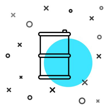 Beyaz arka planda siyah çizgi varil yağı ikonu izole edildi. Rastgele dinamik şekiller. Vektör İllüstrasyonu