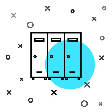 Siyah çizgili dolap ya da hokey, futbol, basketbol takımı ya da beyaz arka planda izole edilmiş işçiler için soyunma odası. Rastgele dinamik şekiller. Vektör İllüstrasyonu