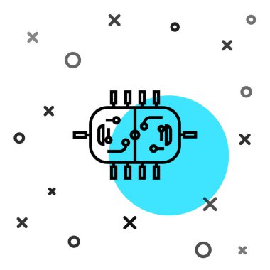 Siyah çizgi hokey masası simgesi beyaz arkaplanda izole edildi. Rastgele dinamik şekiller. Vektör İllüstrasyonu