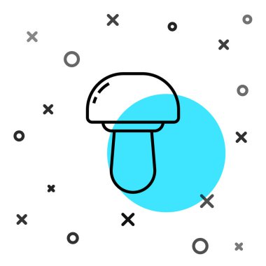 Siyah çizgi mantar ikonu beyaz arkaplanda izole edildi. Rastgele dinamik şekiller. Vektör İllüstrasyonu