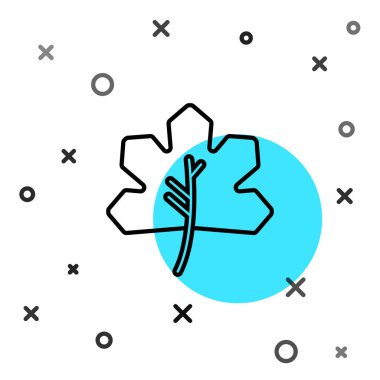 Siyah çizgi Yaprak simgesi beyaz arkaplanda izole edildi. İşaret bırakıyor. Taze doğal ürün sembolü. Rastgele dinamik şekiller. Vektör İllüstrasyonu