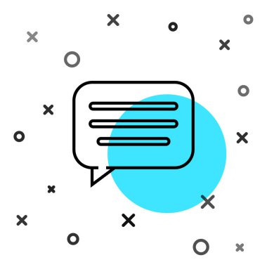 Siyah çizgi konuşma balonu sohbet simgesi beyaz arkaplanda izole edildi. İleti simgesi. İletişim ya da yorum sohbet sembolü. Rastgele dinamik şekiller. Vektör İllüstrasyonu