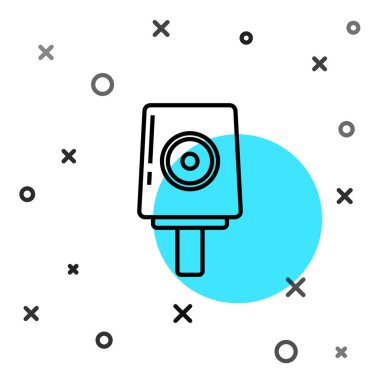 Siyah çizgi spreyi beyaz arkaplanda izole edilmiş başlık simgesini temizleyebilir. Rastgele dinamik şekiller. Vektör İllüstrasyonu