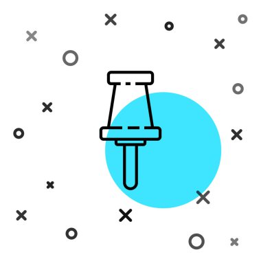 Siyah çizgi itme simgesi beyaz arkaplanda izole edildi. Raptiye işareti. Rastgele dinamik şekiller. Vektör İllüstrasyonu