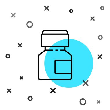 Siyah çizgi boya, guaj, kavanoz, beyaz arka planda izole edilmiş boya ikonu. Rastgele dinamik şekiller. Vektör İllüstrasyonu