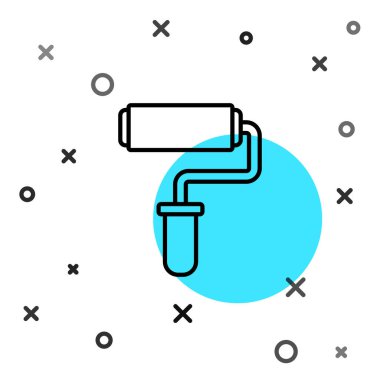 Beyaz arkaplanda siyah çizgi boyalı fırça ikonu izole edildi. Rastgele dinamik şekiller. Vektör İllüstrasyonu