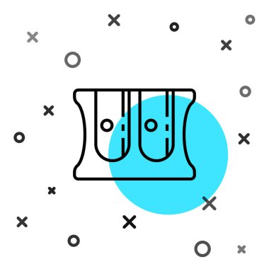 Beyaz arkaplanda siyah çizgi kalem açacağı simgesi izole edildi. Rastgele dinamik şekiller. Vektör İllüstrasyonu