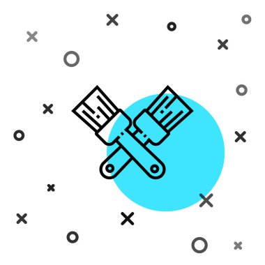 Siyah çizgi, beyaz arkaplanda izole edilmiş boya fırçası ikonu. Rastgele dinamik şekiller. Vektör İllüstrasyonu