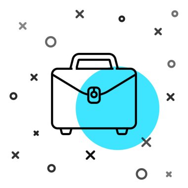 Beyaz arkaplanda siyah çizgi evrak çantası simgesi izole edildi. İş ilanı. İş portföyü. Rastgele dinamik şekiller. Vektör İllüstrasyonu