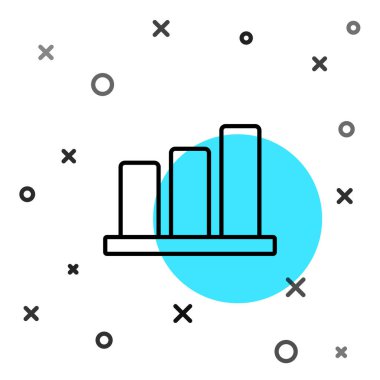 Beyaz arkaplanda siyah çizgi pasta grafiği bilgi simgesi izole edildi. Diyagram çizelgesi. Rastgele dinamik şekiller. Vektör İllüstrasyonu