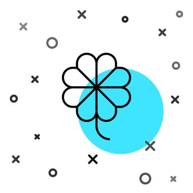 Beyaz zemin üzerinde yonca sembolü olan siyah çizgi kumarhane kumar makinesi. Kumar oyunları. Rastgele dinamik şekiller. Vektör İllüstrasyonu