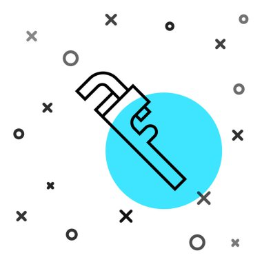 Siyah çizgi Boru Anahtarı simgesi beyaz arkaplanda izole edildi. Rastgele dinamik şekiller. Vektör İllüstrasyonu