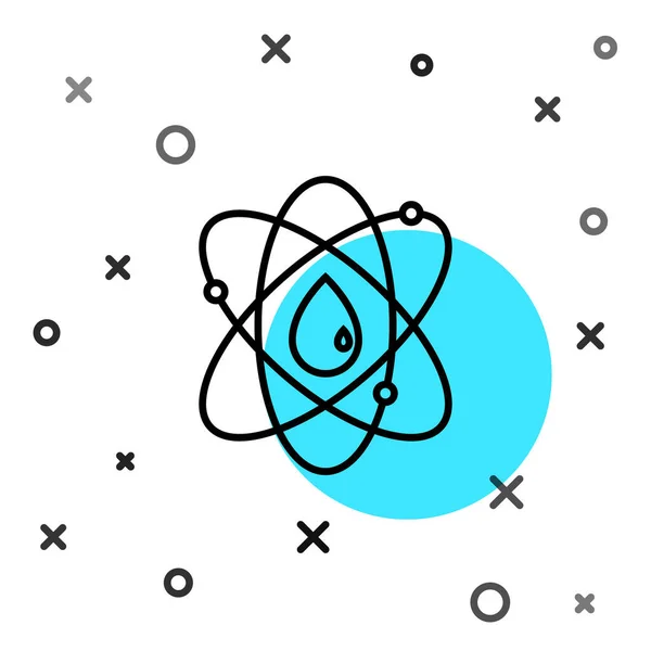 Zwarte Lijn Atom Pictogram Geïsoleerd Witte Achtergrond Symbool Van Wetenschap — Stockvector