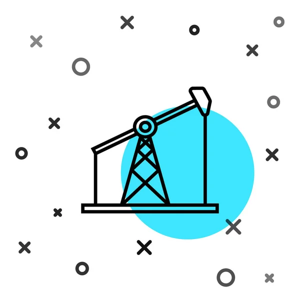 Черная Линия Нефтяной Насос Значок Насоса Разъем Изолирован Белом Фоне — стоковый вектор