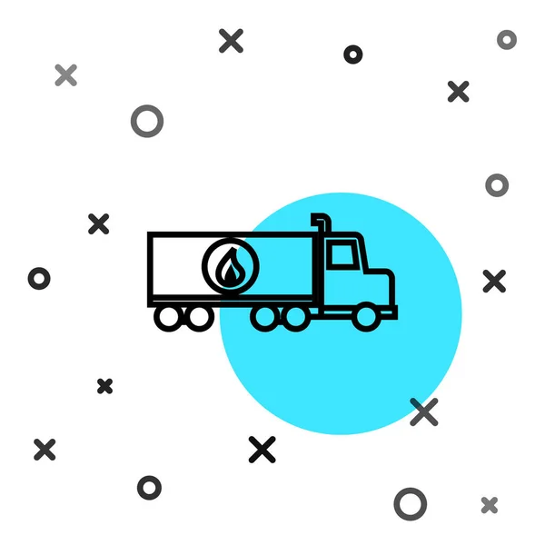 Zwarte Lijn Tankwagen Pictogram Geïsoleerd Witte Achtergrond Aardolietanker Benzinetruck Reservoir — Stockvector