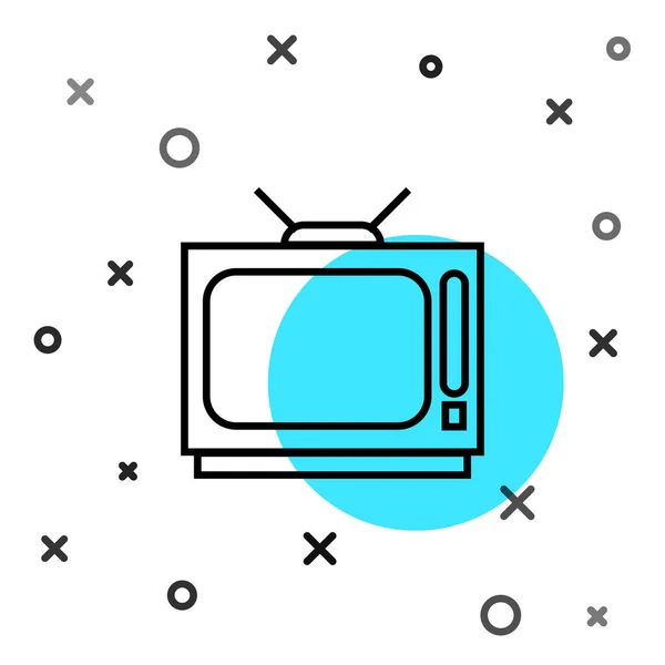 Siyah Çizgi Retro Simgesi Beyaz Arkaplanda Izole Edildi Televizyon Tabelası — Stok Vektör